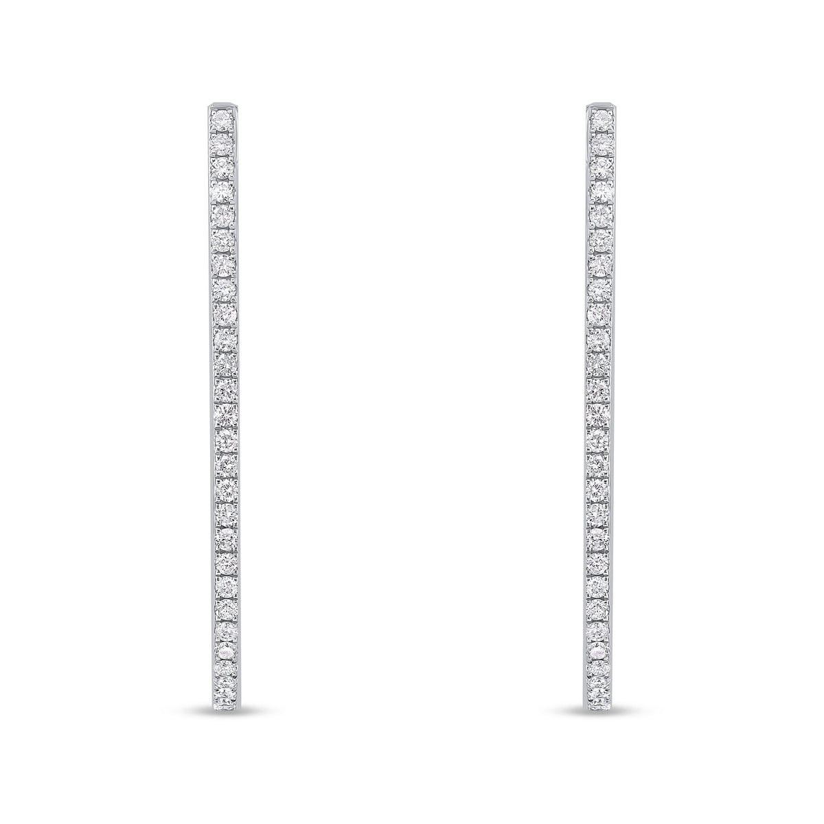 18ct White Gold Round Diamond Claw Set Horseshoe Hoop Earrings