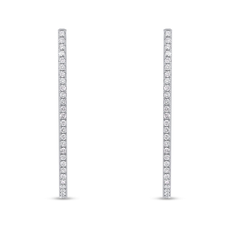 18ct White Gold Round Diamond Claw Set Horseshoe Hoop Earrings