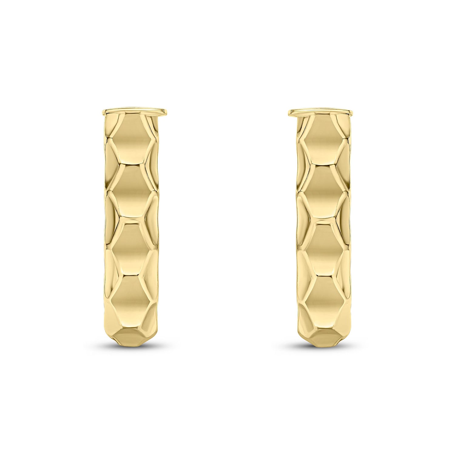 9ct Yellow Gold Faceted Semi Hoop Earrings