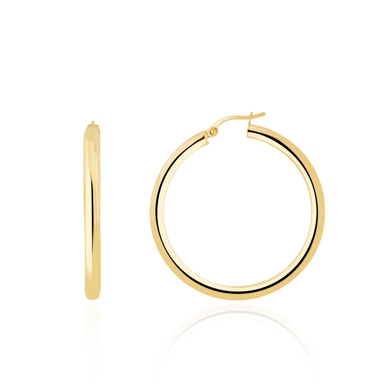 9ct Yellow Gold Polished Hoop Earrings — 37x3mm