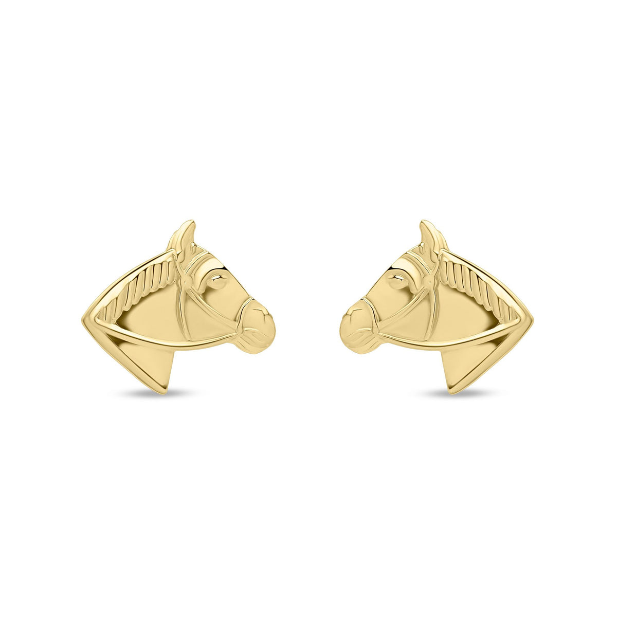 9ct Yellow Gold Horse Head Stud Earrings