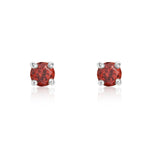 9ct White Gold Round Natural Garnet Claw Stud Earrings — 3mm