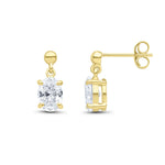 9ct Yellow Gold Oval Cubic Zirconia CZ Drop Earrings — 7x5mm
