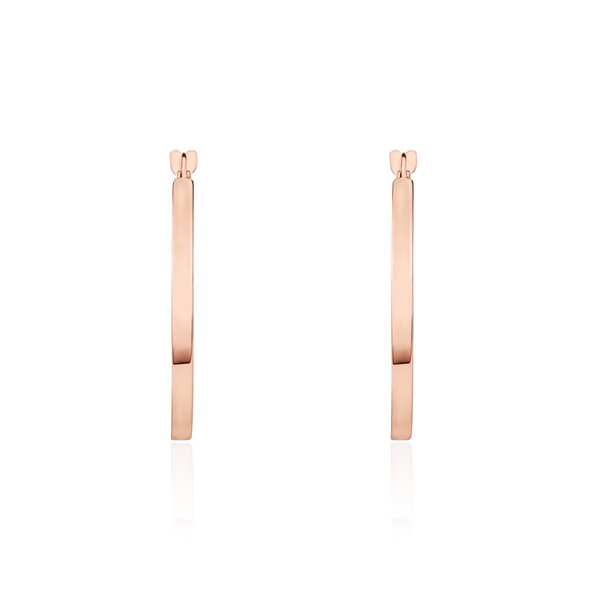 9ct Rose Gold Square Tube Round Hoop Earrings — 24x2mm