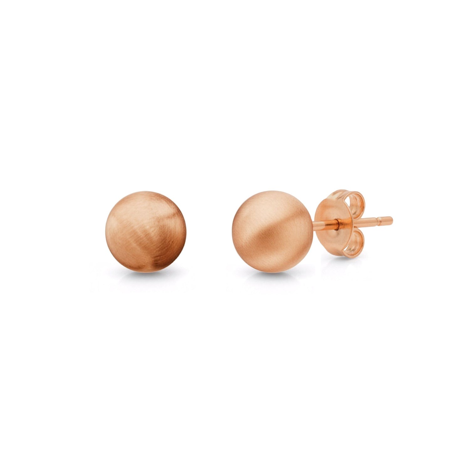9ct Rose Gold Satin Ball Stud Earrings — 6mm
