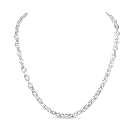 Sterling Silver Solid 6mm Cable Necklace with T-Bar And Heart Charm