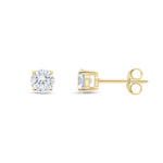 9ct Yellow Gold Round Cubic Zirconia CZ Claw Stud Earrings — 5mm