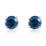 9ct White Gold Round Natural Sapphire Claw Set Stud Earrings — 5mm