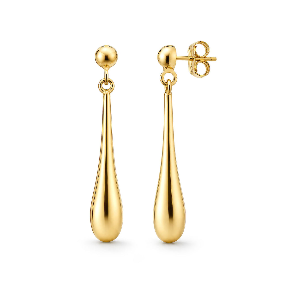 9ct Gold Long Polished Torpedo Drop Earrings