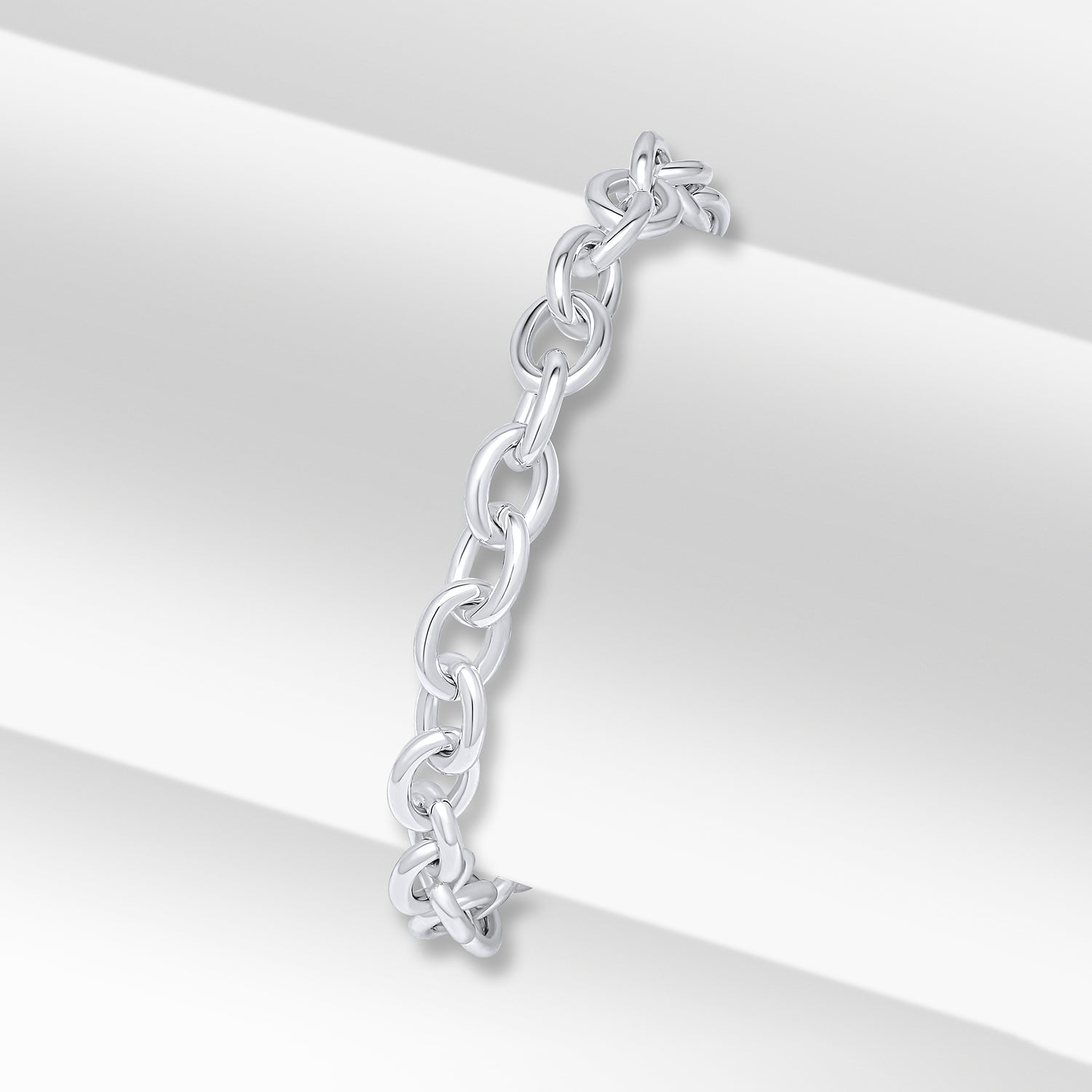 Sterling Silver 8mm Cable Bracelet with T-Bar and Heart Charm