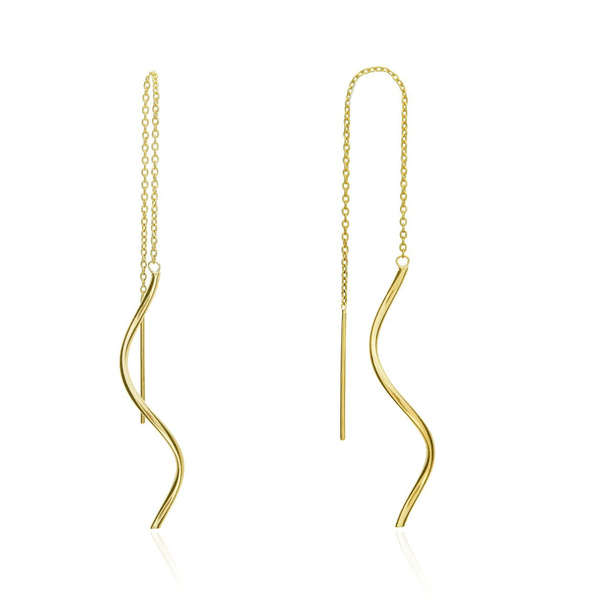 9ct Gold Squiggle Pull-Through Drop Earrings