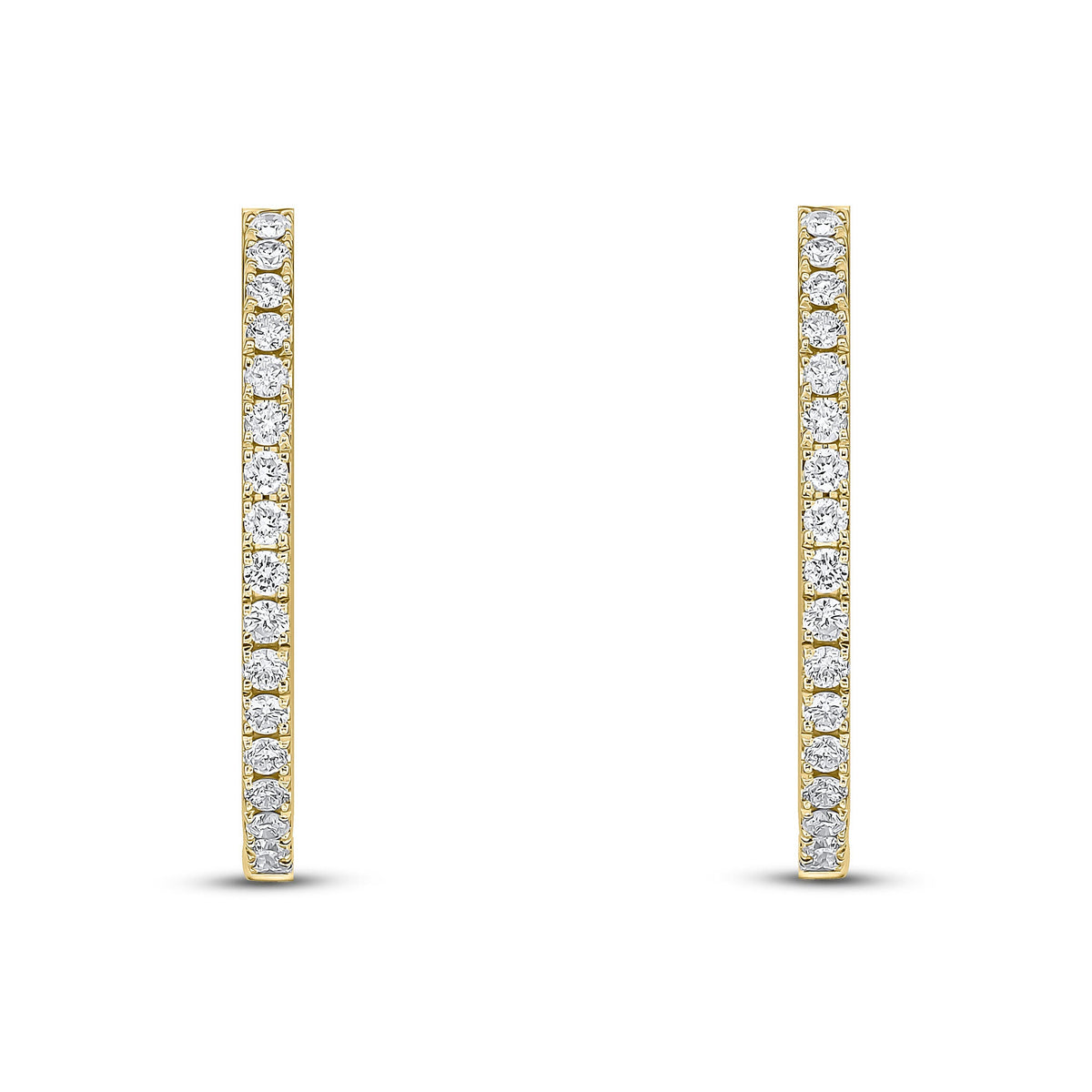 18ct Yellow Gold Oval Full Natural Claw Set Diamond Hoop Earrings