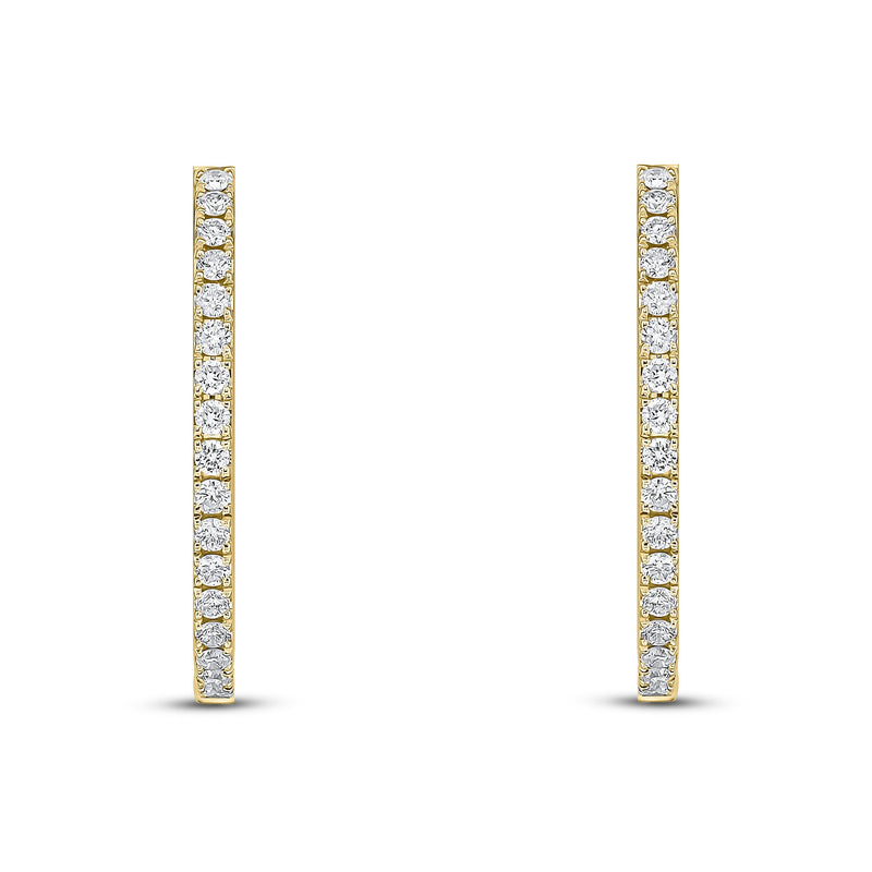 18ct Yellow Gold Oval Full Natural Claw Set Diamond Hoop Earrings