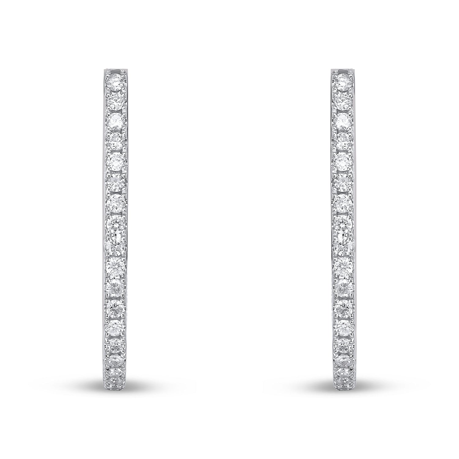 18ct White Gold Full Natural Diamond Horseshoe Hoop Earrings —29mm