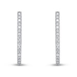 18ct White Gold Full Natural Diamond Horseshoe Hoop Earrings