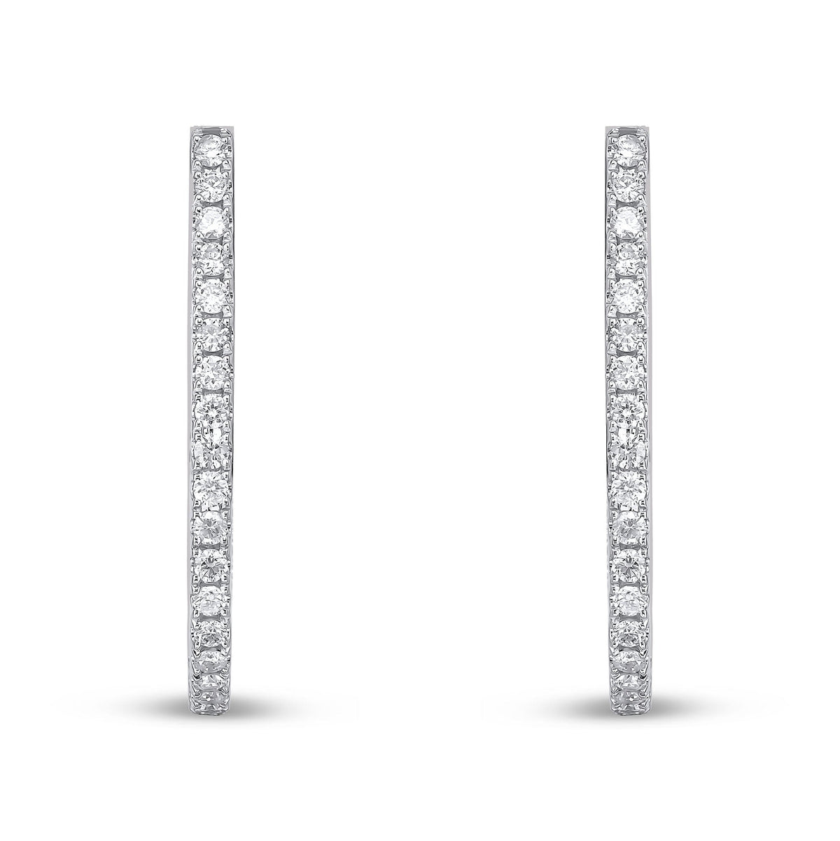 18ct White Gold Full Natural Diamond Horseshoe Hoop Earrings