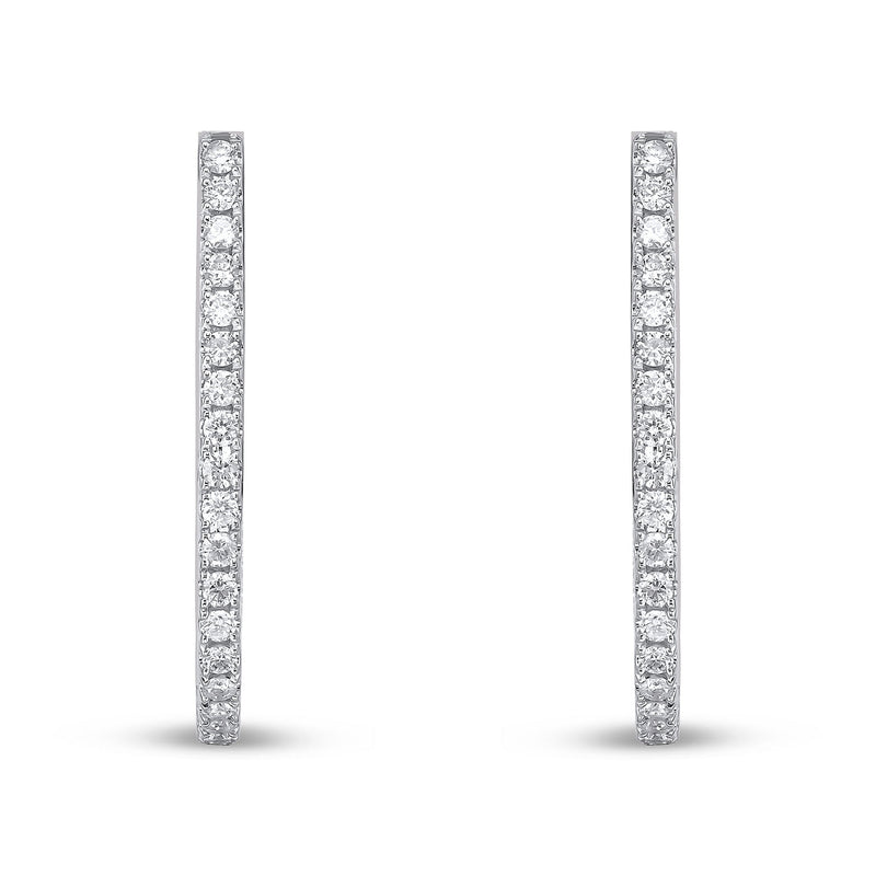 18ct White Gold Full Natural Diamond Horseshoe Hoop Earrings