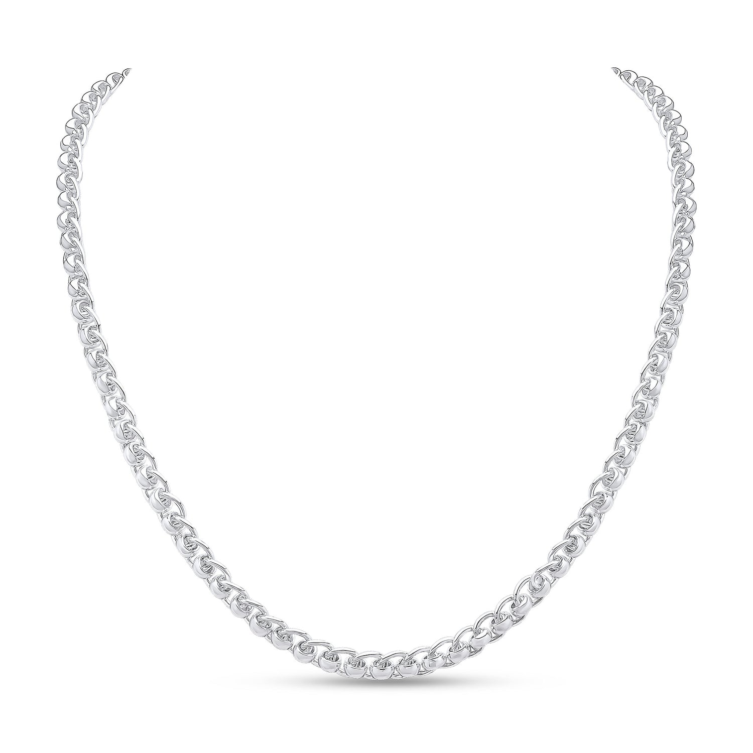Sterling Silver 6.7mm Curb Rollerball Necklace