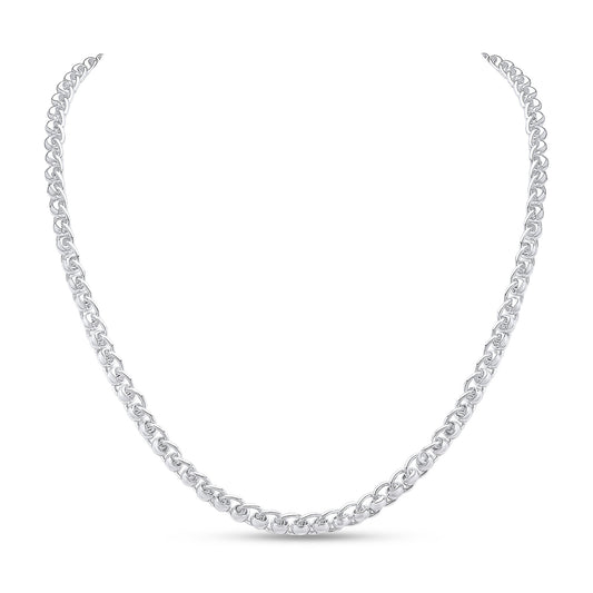 Sterling Silver Handmade Solid 6.7mm Curb Rollerball Necklace