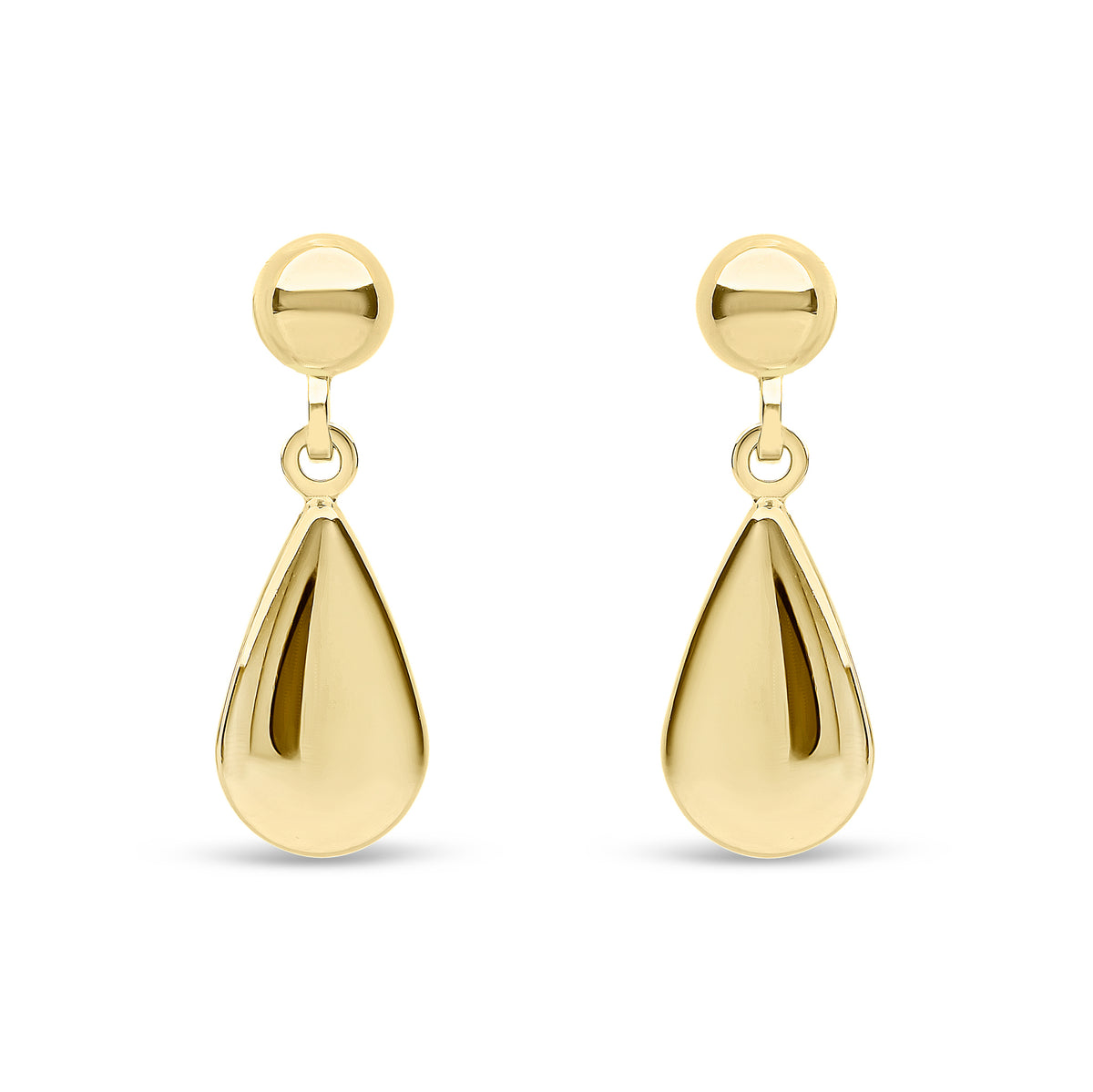9ct Gold Polished Pear Shaped Drop Earrings