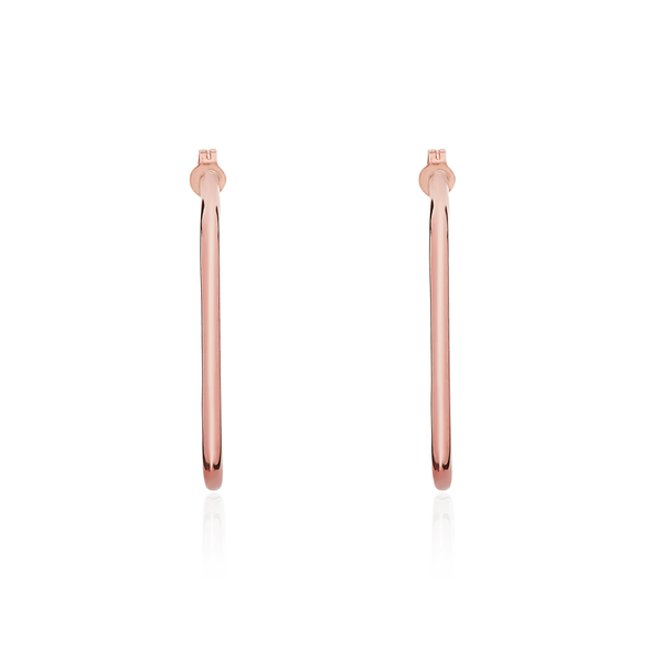 9ct Rose Gold Cushion Peg and Scroll Hoop Earrings