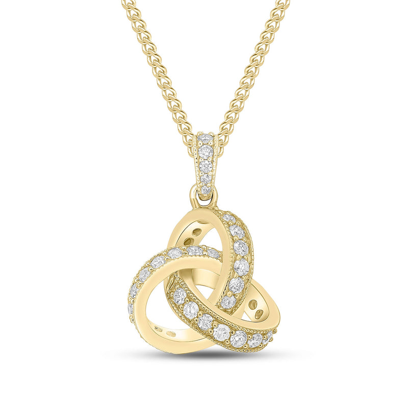 18ct Yellow Gold Diamond Grain Set Knot Pendant with Diamond Set Loop — 13.5mm