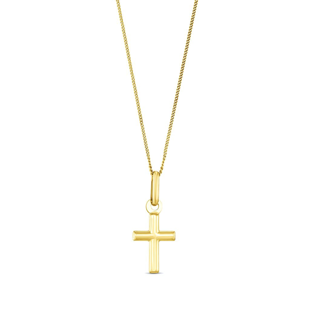 9ct Yellow Gold Ridged Cross Pendant
