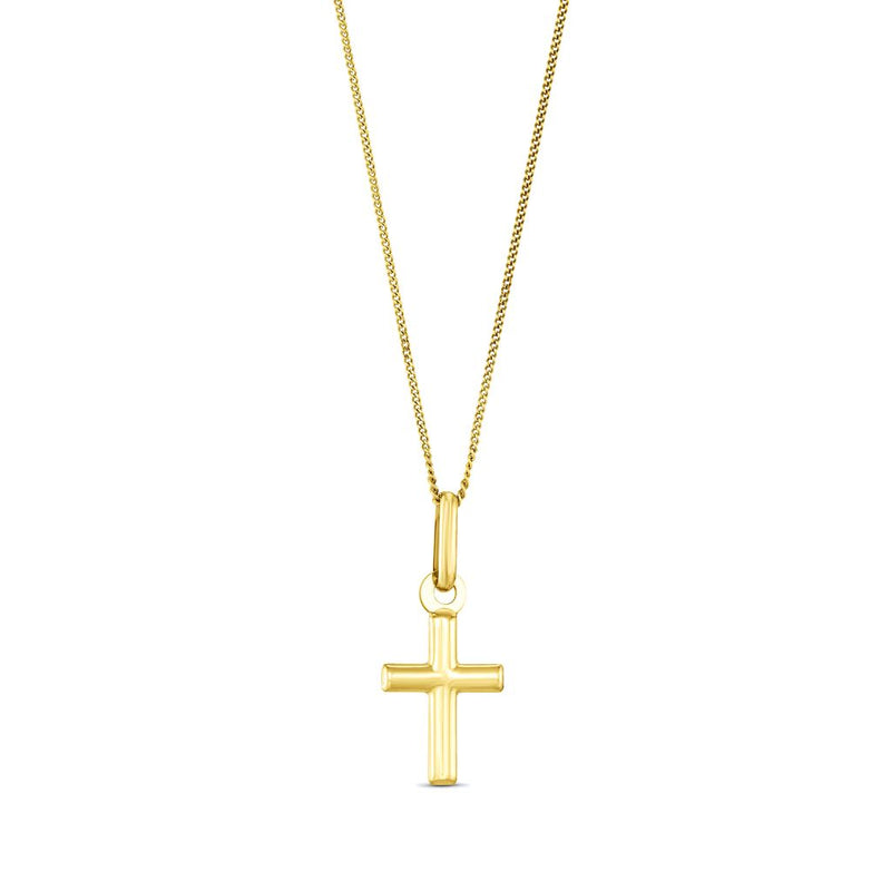 9ct Yellow Gold Ridged Cross Pendant