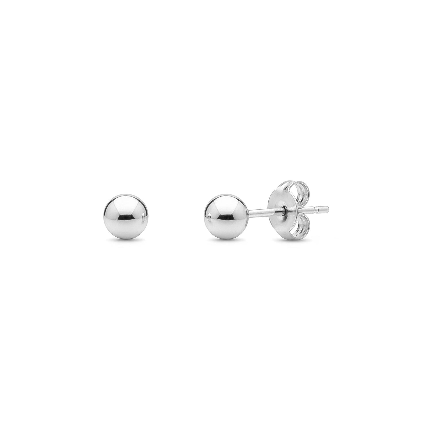 9ct White Gold Polished Ball Stud Earrings — 3mm