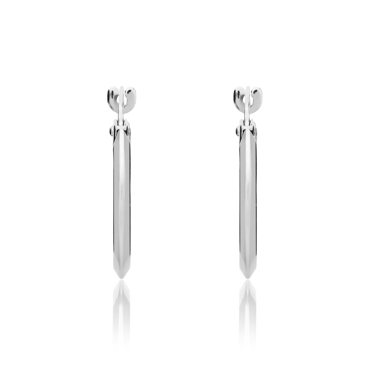 9ct White Gold Knife Edge Hoop Earrings