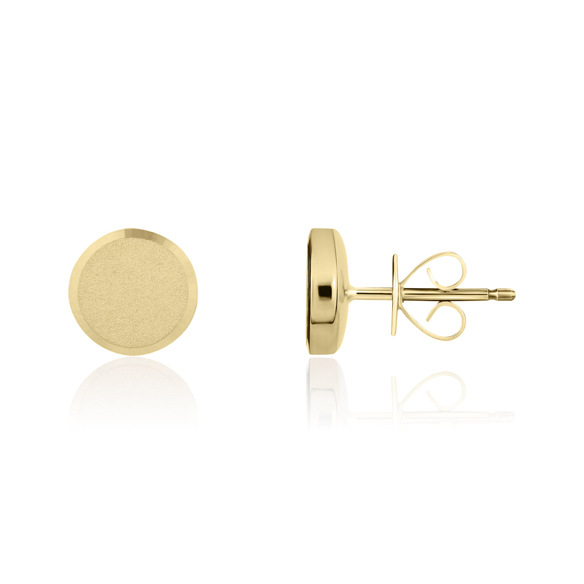9ct Gold Satin Flat Disc Stud Earrings