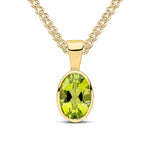 9ct Yellow Gold Oval Natural Peridot Rubover Pendant — 7x5mm