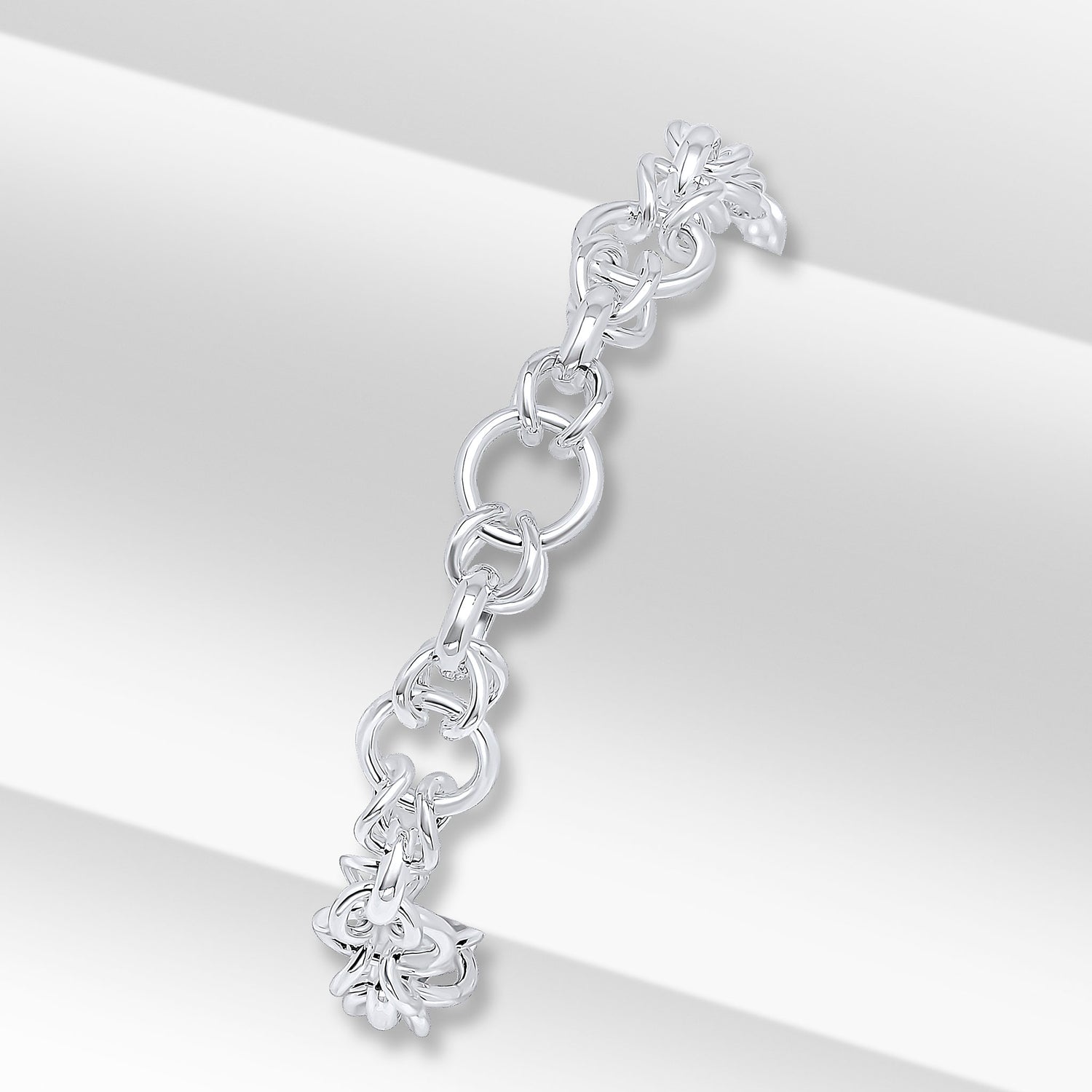 Sterling Silver Handmade Solid 9mm Round Infiniti Loop Bracelet