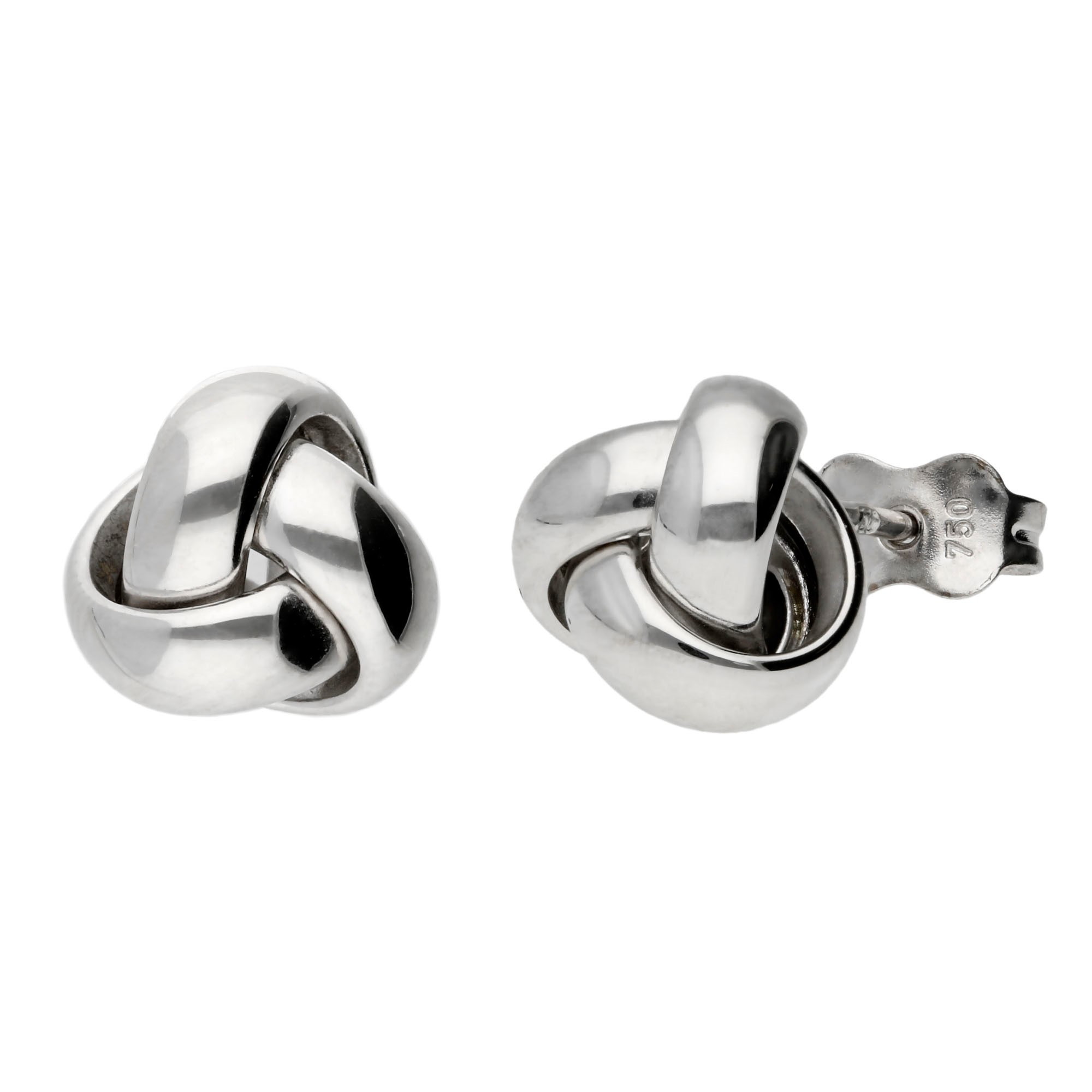 18ct White Gold Knot Stud Earrings