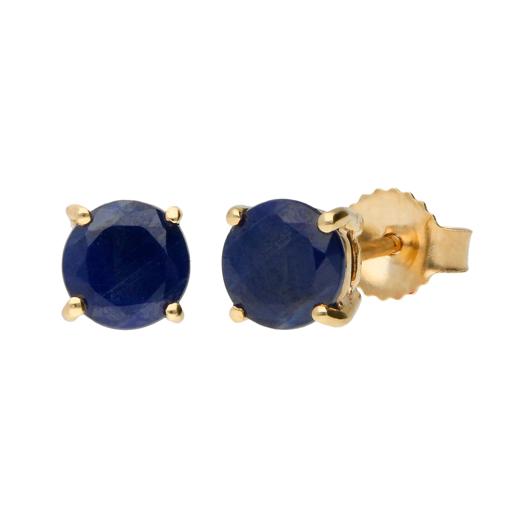 9ct Yellow Gold 5mm Round Sapphire Solitaire Stud Earrings | Buy Online ...