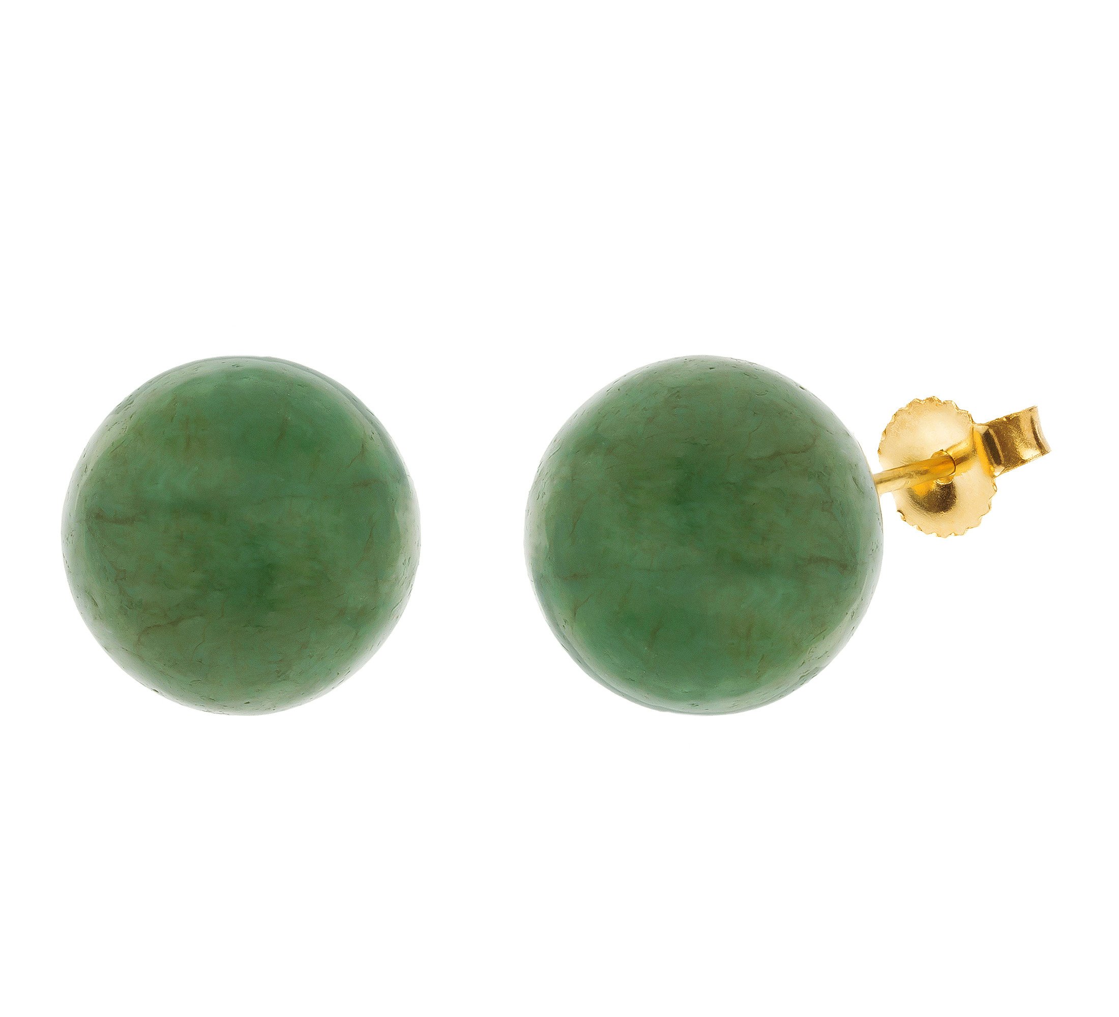 9ct Yellow Gold 10mm Jade Ball Stud Earrings | Buy Online | Free ...