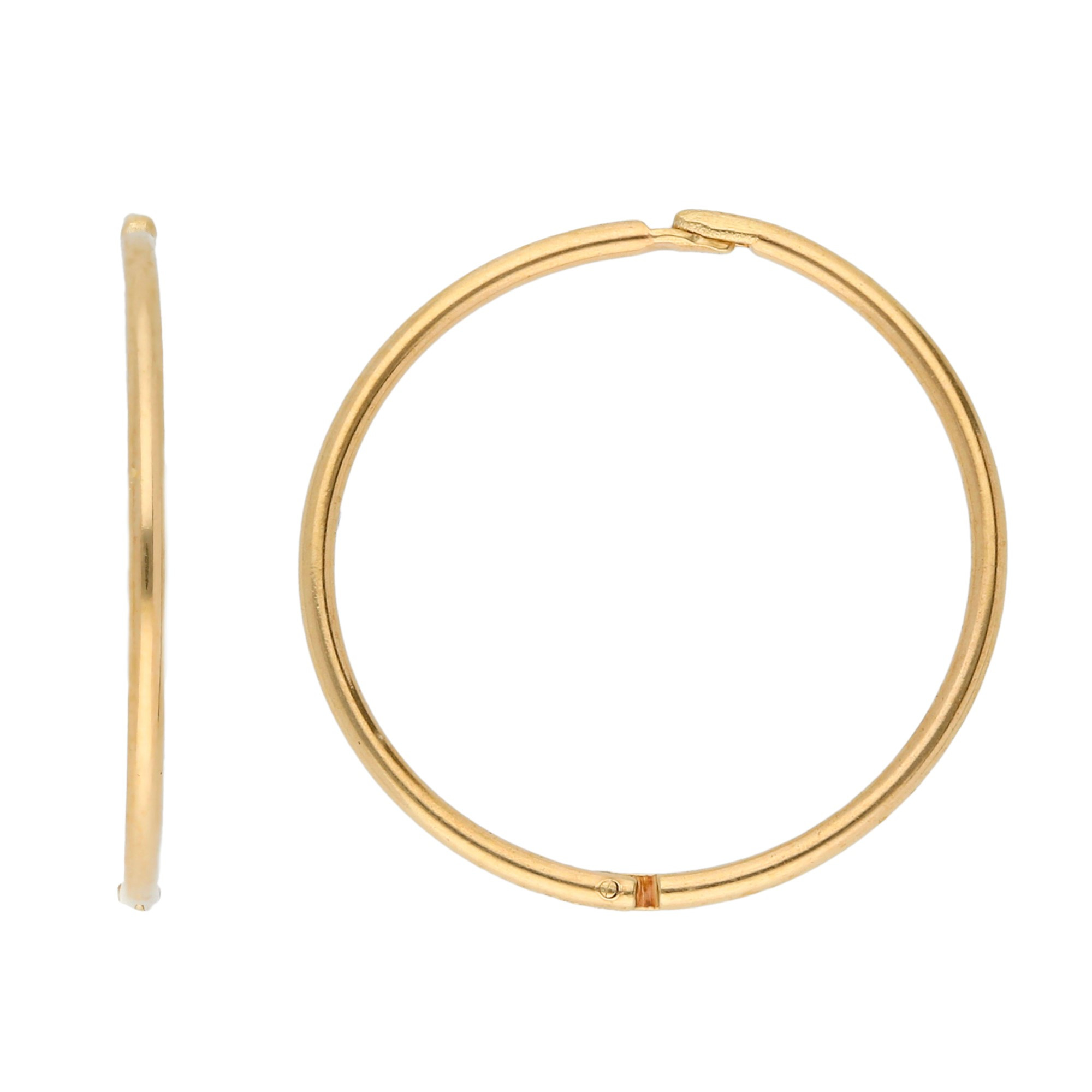 Made in UK 9ct Gold 14mm Hinged Hoop Sleeper Earrings