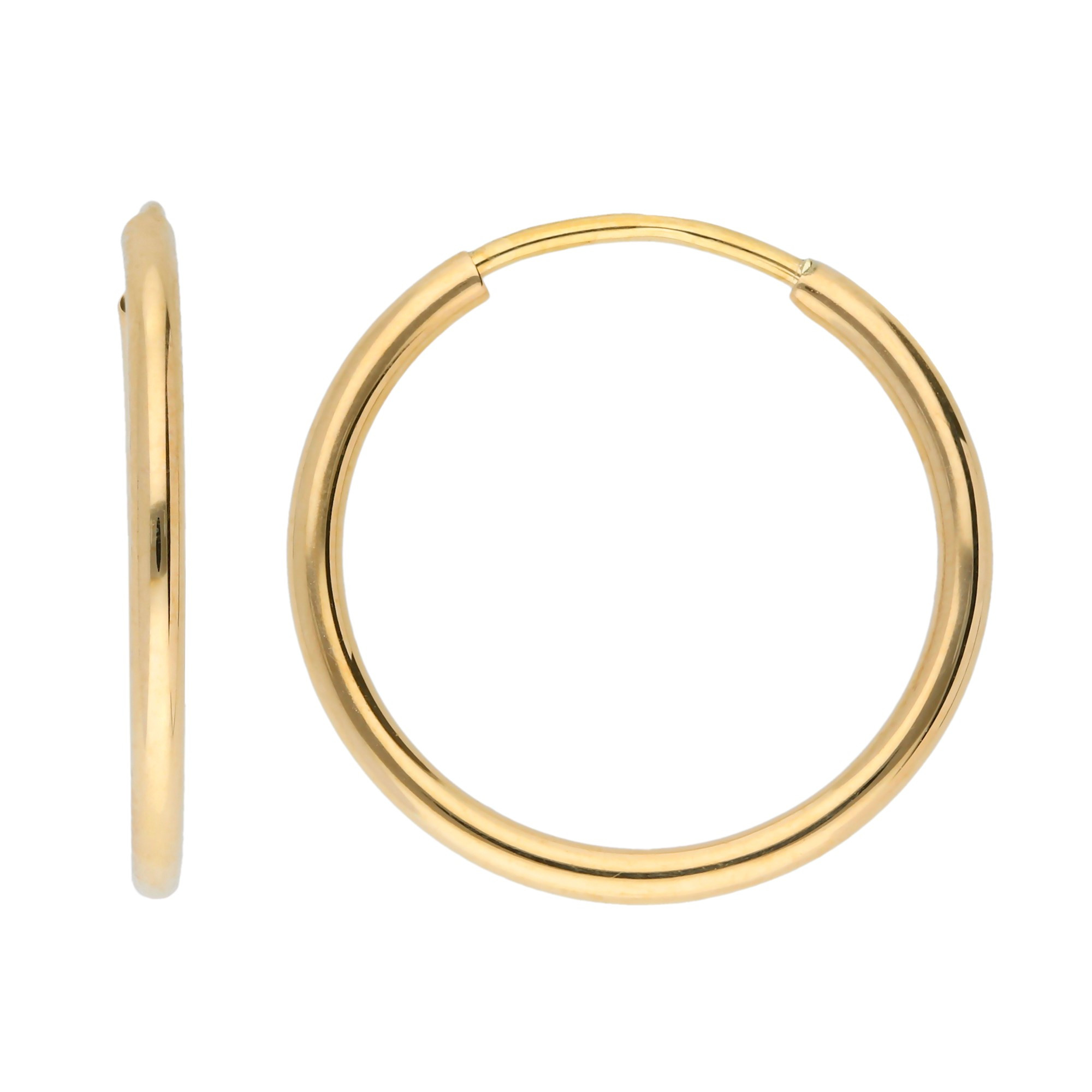 Made in UK 9ct Gold 14mm Hinged Hoop Sleeper Earrings