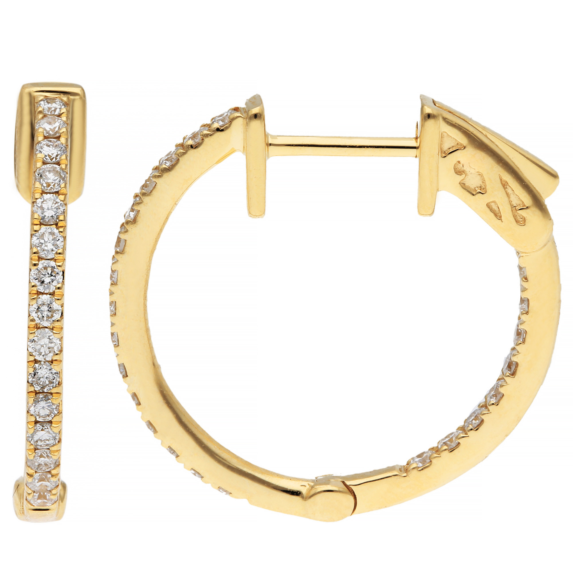 18ct Yellow Gold 17mm Diamond Hinged Hoop Earrings | Buy Online | Free ...