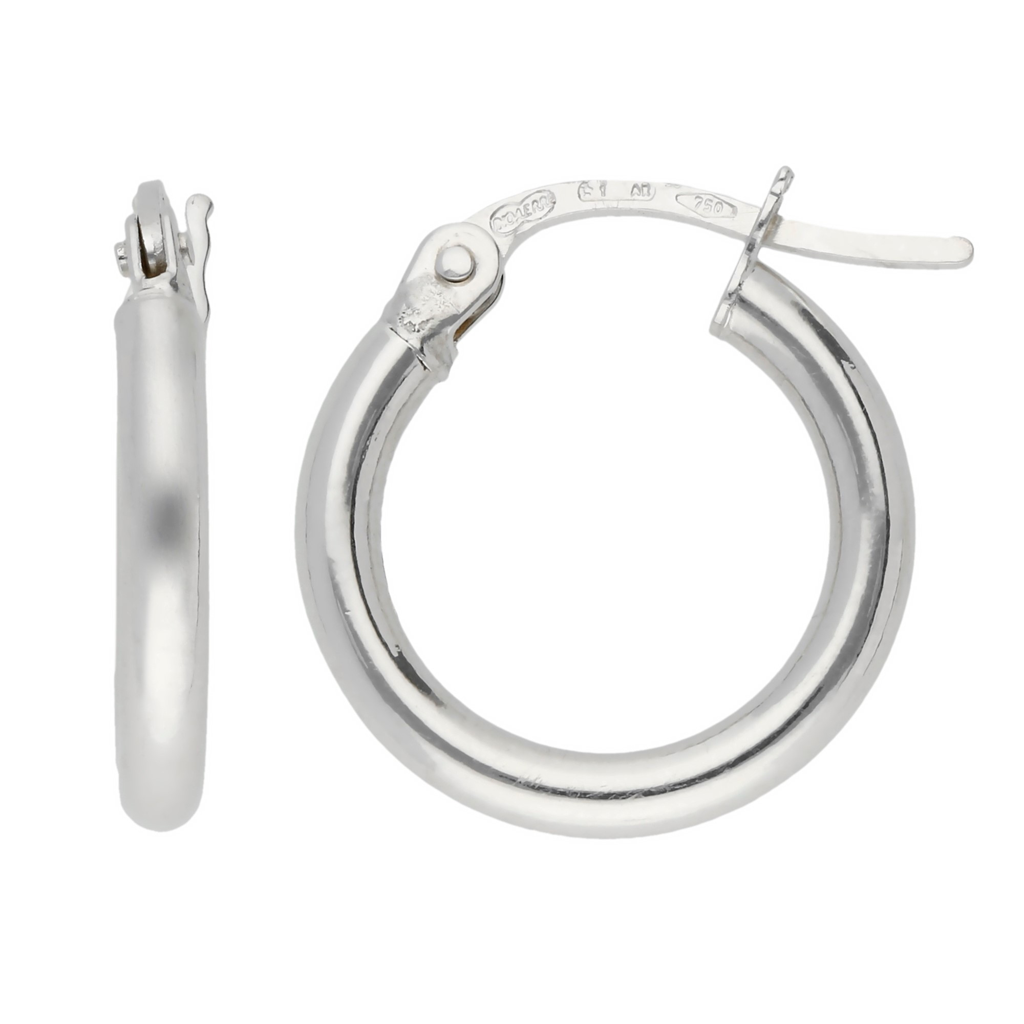 18ct White Gold 13mm Hoop Earrings | Buy Online | Free Insured UK Delivery