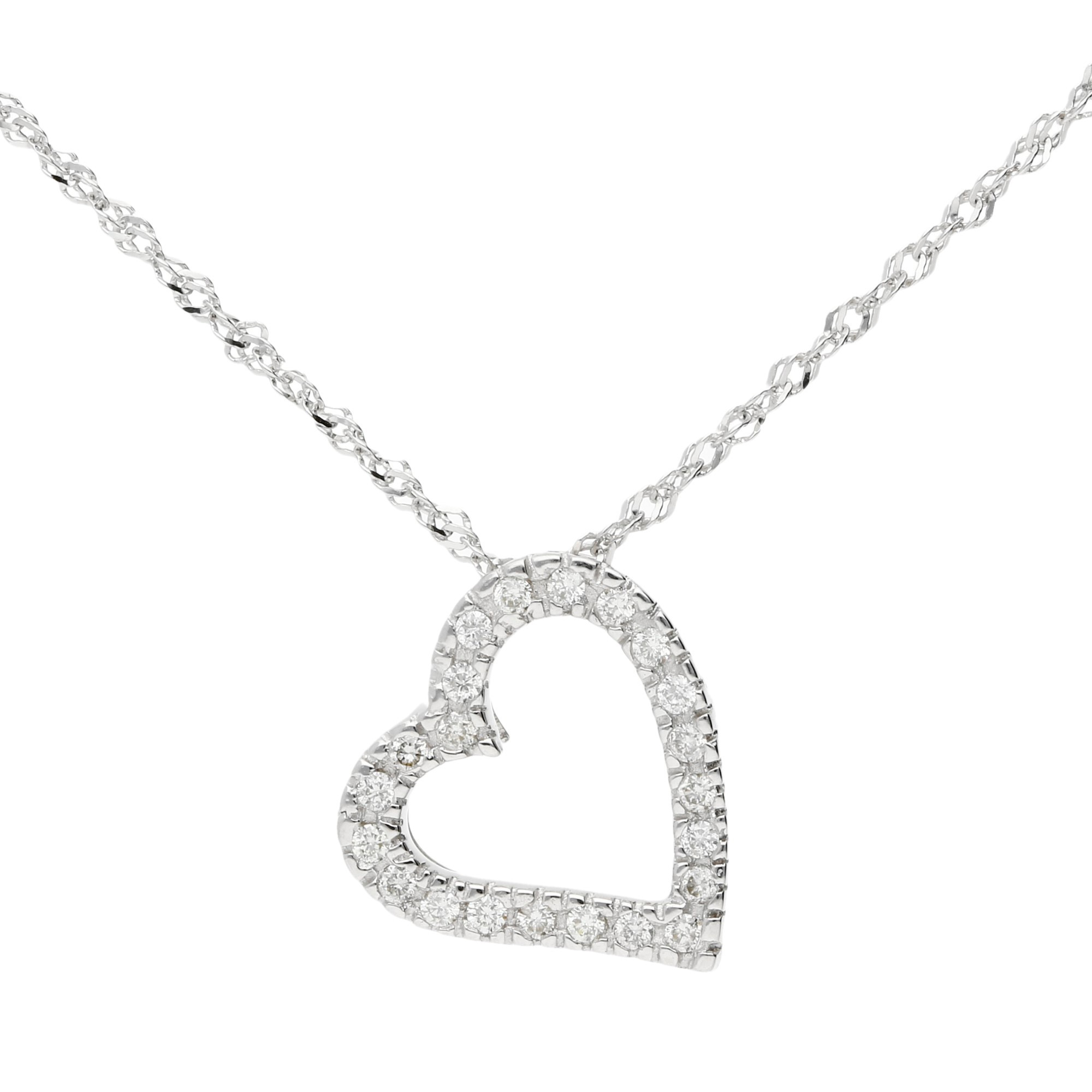 9ct White Gold Diamond Heart Pendant | Buy Online | Free Insured UK ...