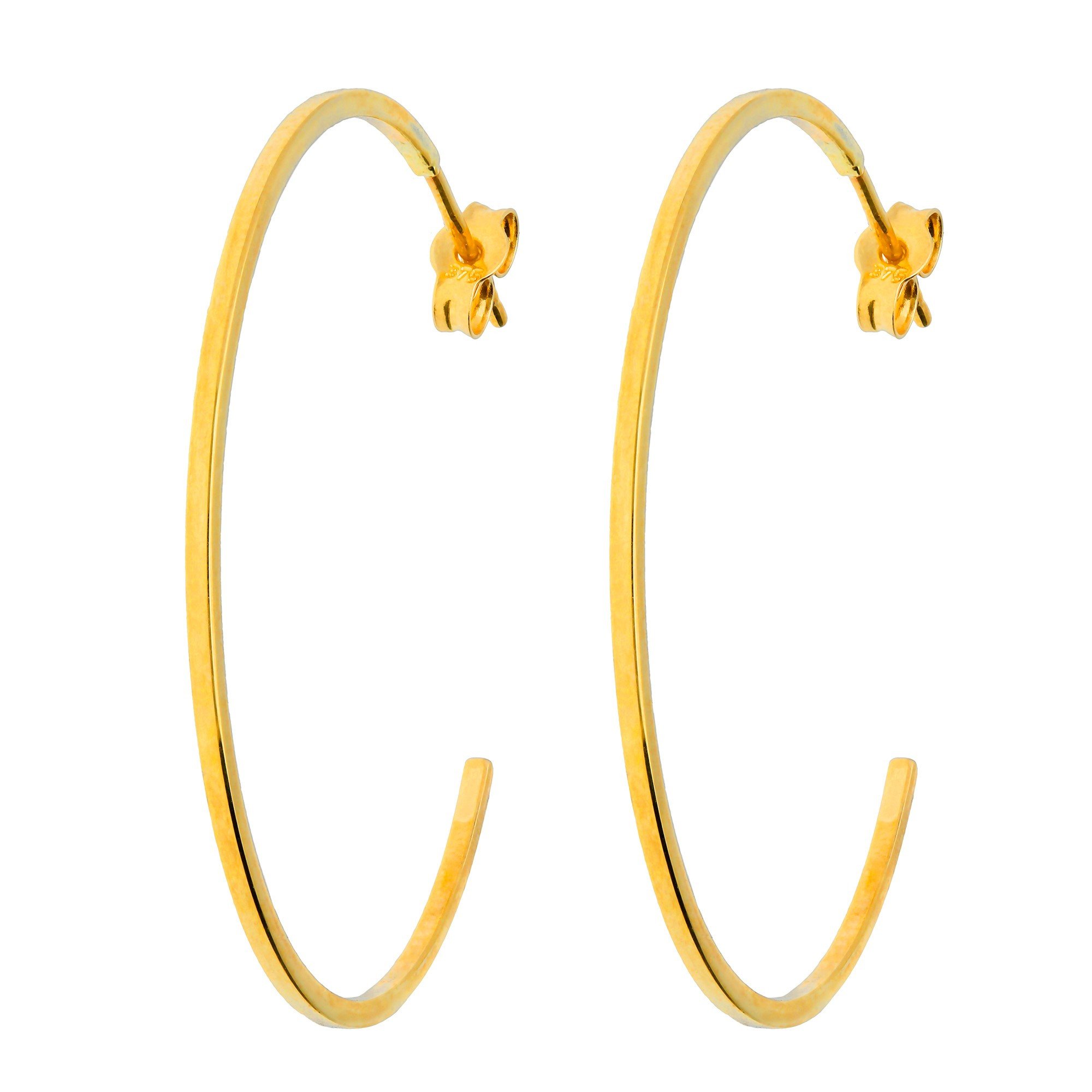 9ct Yellow Gold 30mm Square Edge 3/4 Hoop Earrings | Buy Online | Free ...