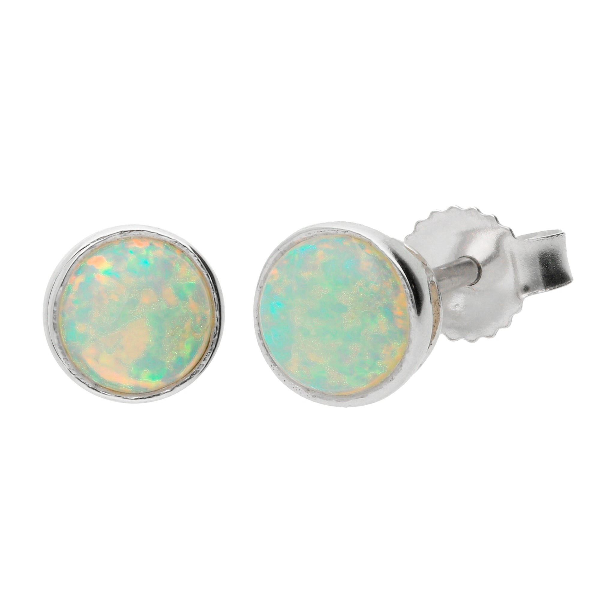 Blue Opal Stud Earrings (6mm) - Opalz.ca