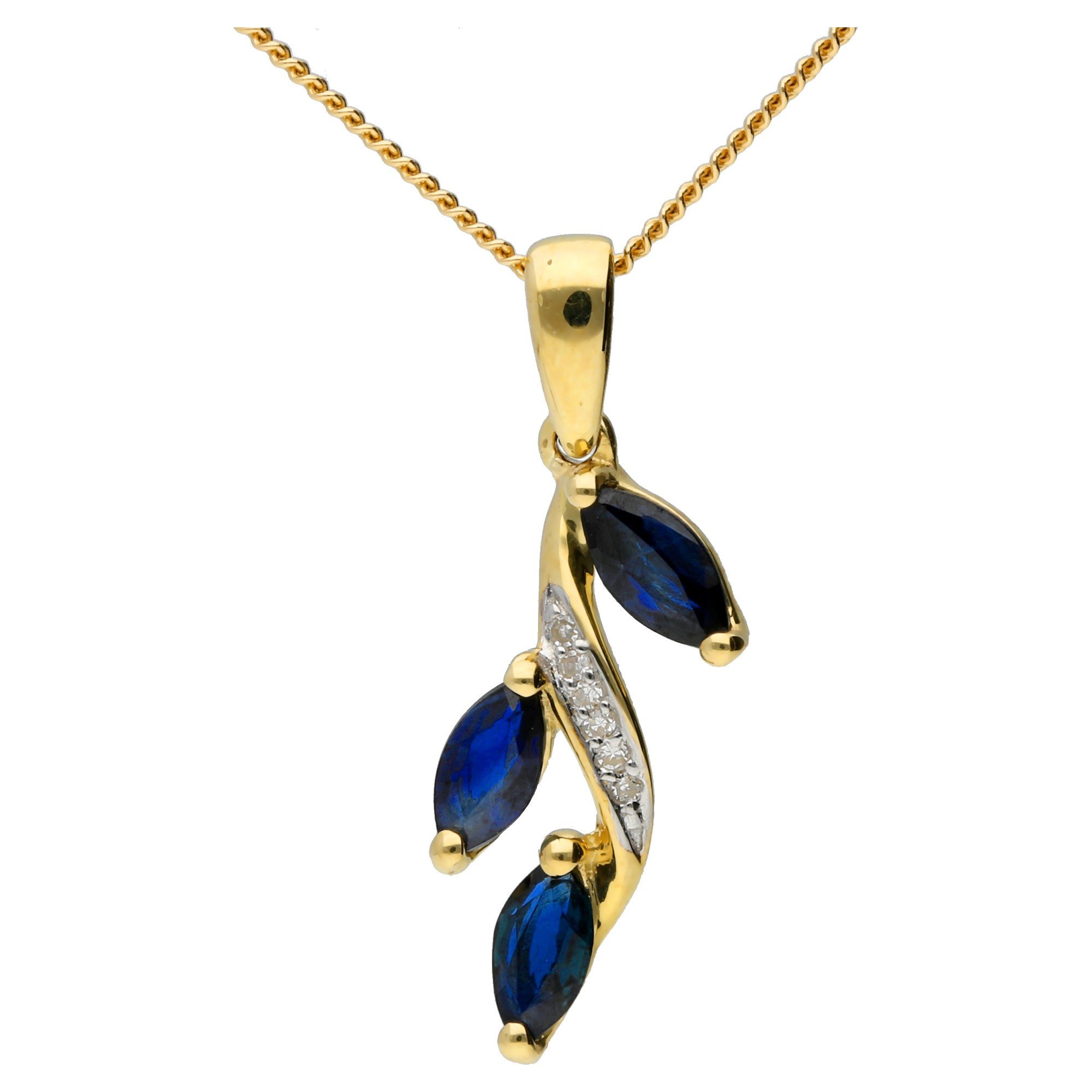 9ct Yellow Gold Sapphire & Diamond Pendant | Buy Online | Free Insured ...