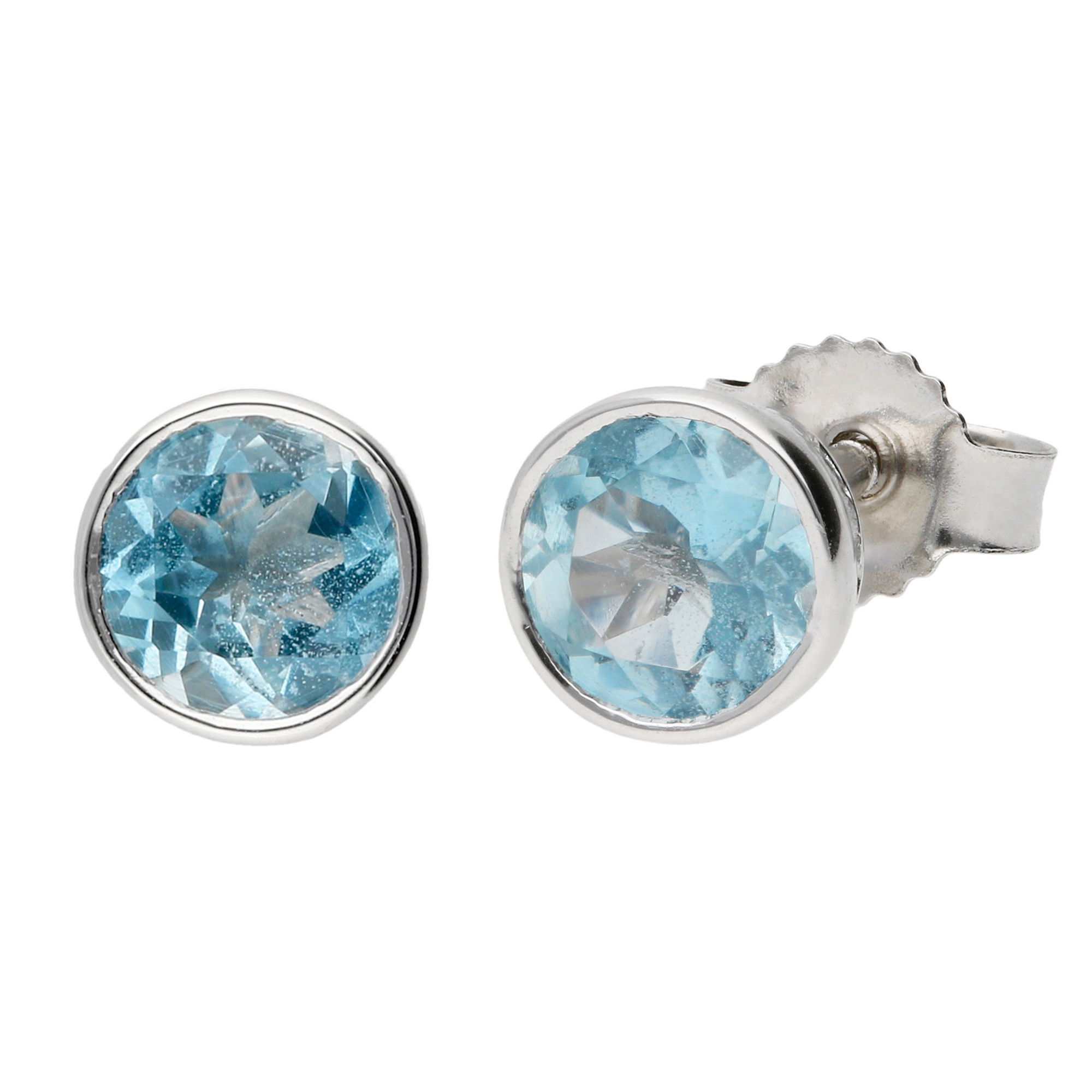 9ct White Gold 5mm Aquamarine Solitaire Round Shape Stud Earrings | Buy ...
