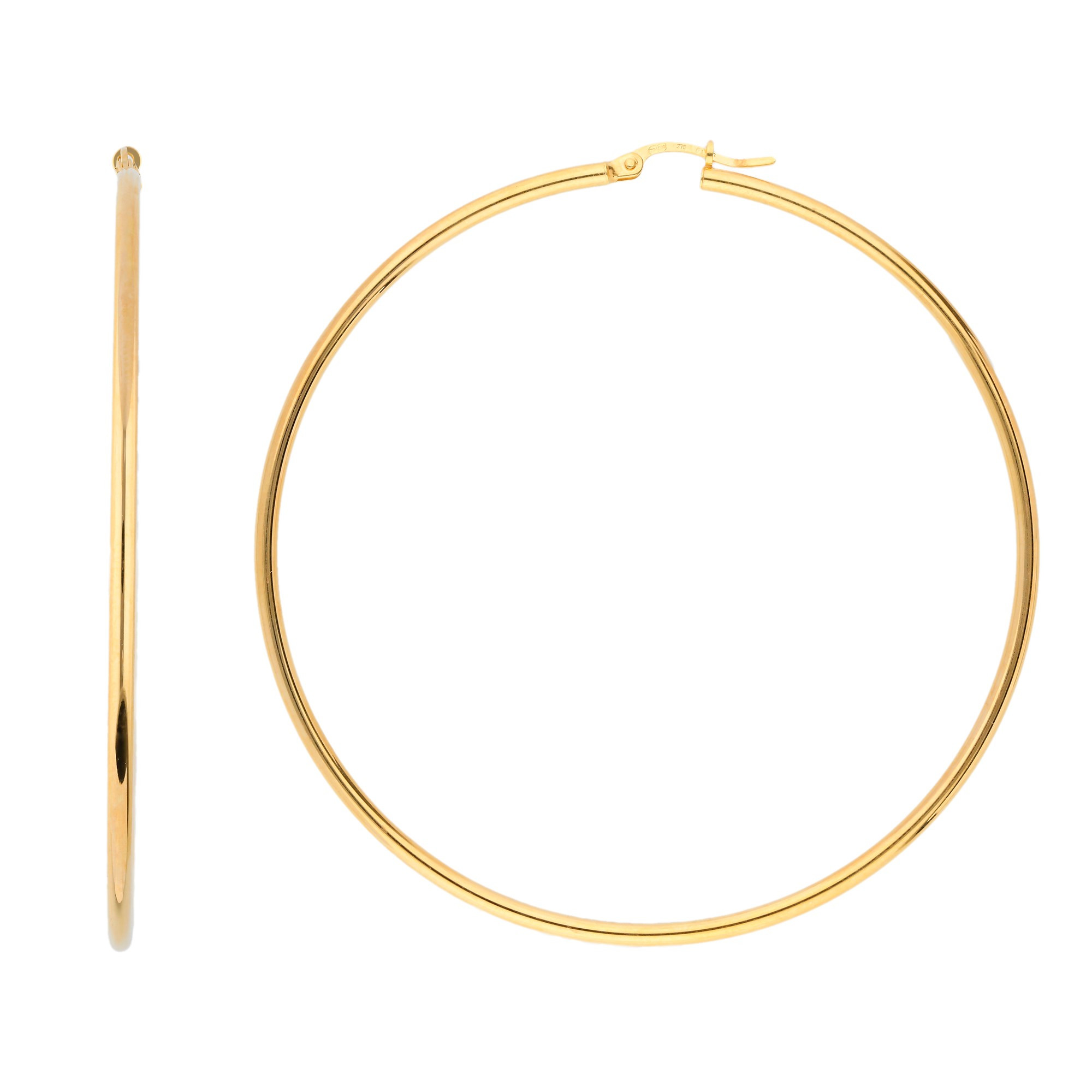 9ct Yellow Gold 63mm Large Tube Hoop Earrings | Buy Online | Free ...