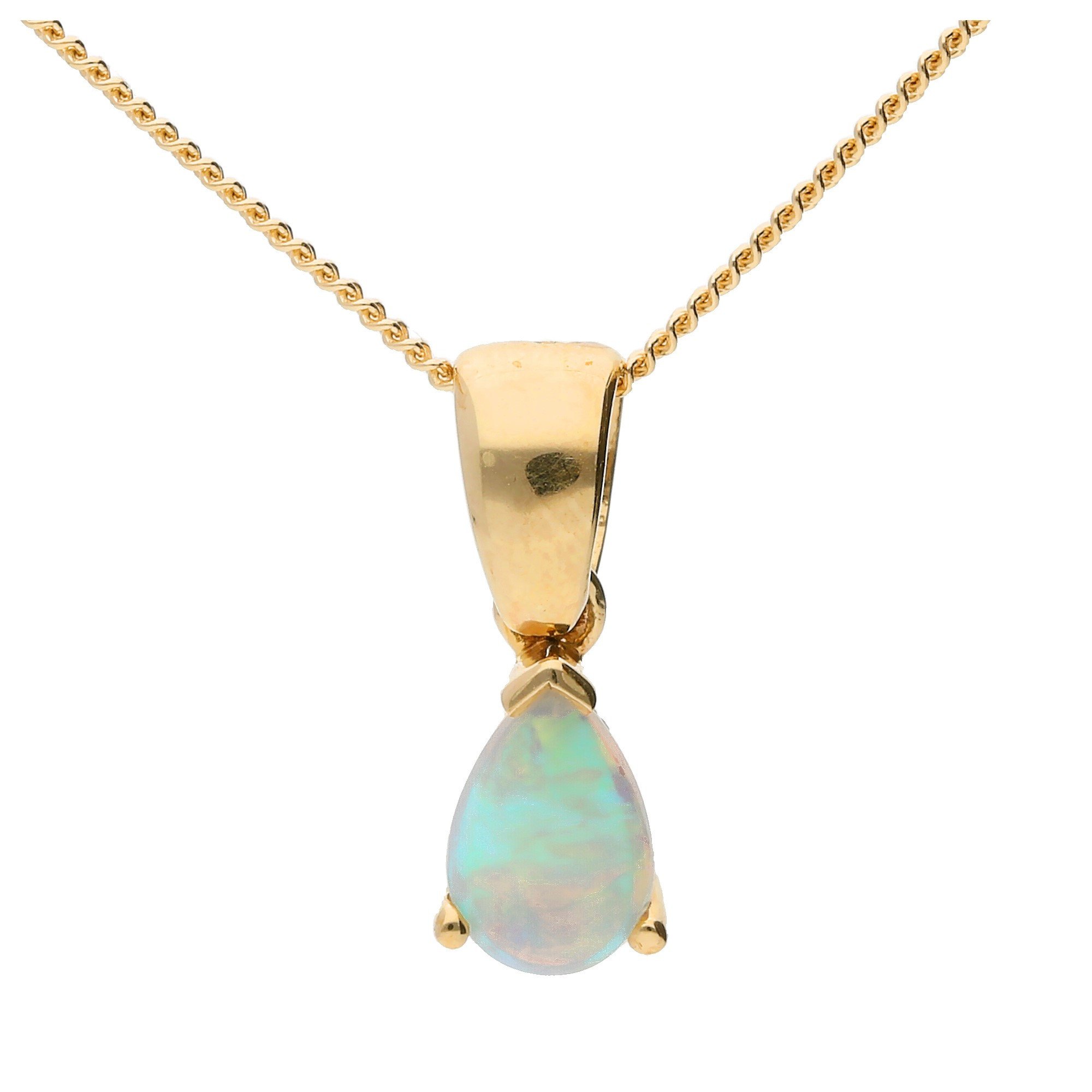 9ct Yellow Gold 6mm Opal Solitaire Pear Shape Pendant | Buy Online ...