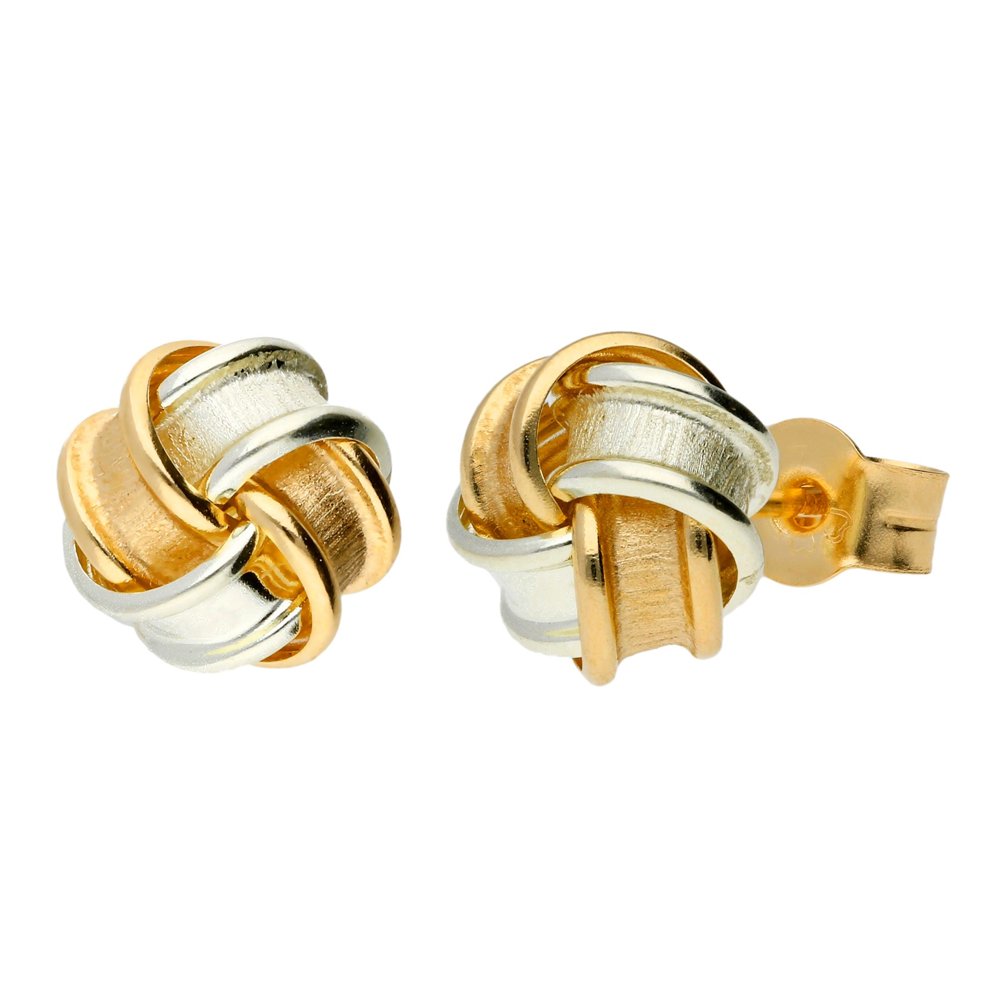 9ct Yellow & White Gold Knot Earrings | Buy Online | Free Insured UK ...