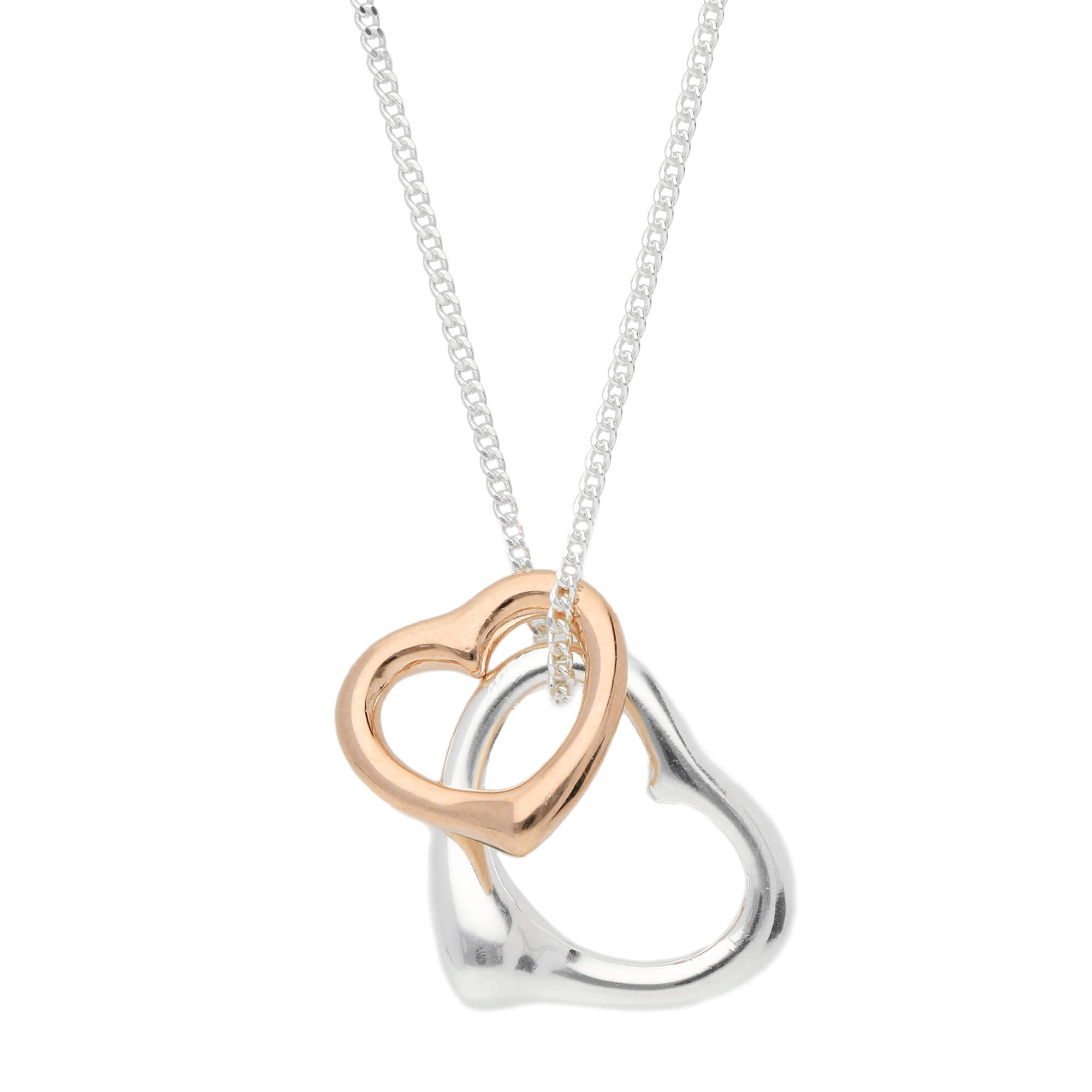 ANAZOZ Stainless Steel Pendant Necklace Lovers Semi-Hollow Rectangle Small Cross CZ Silver and Rose Golden Forever Love 