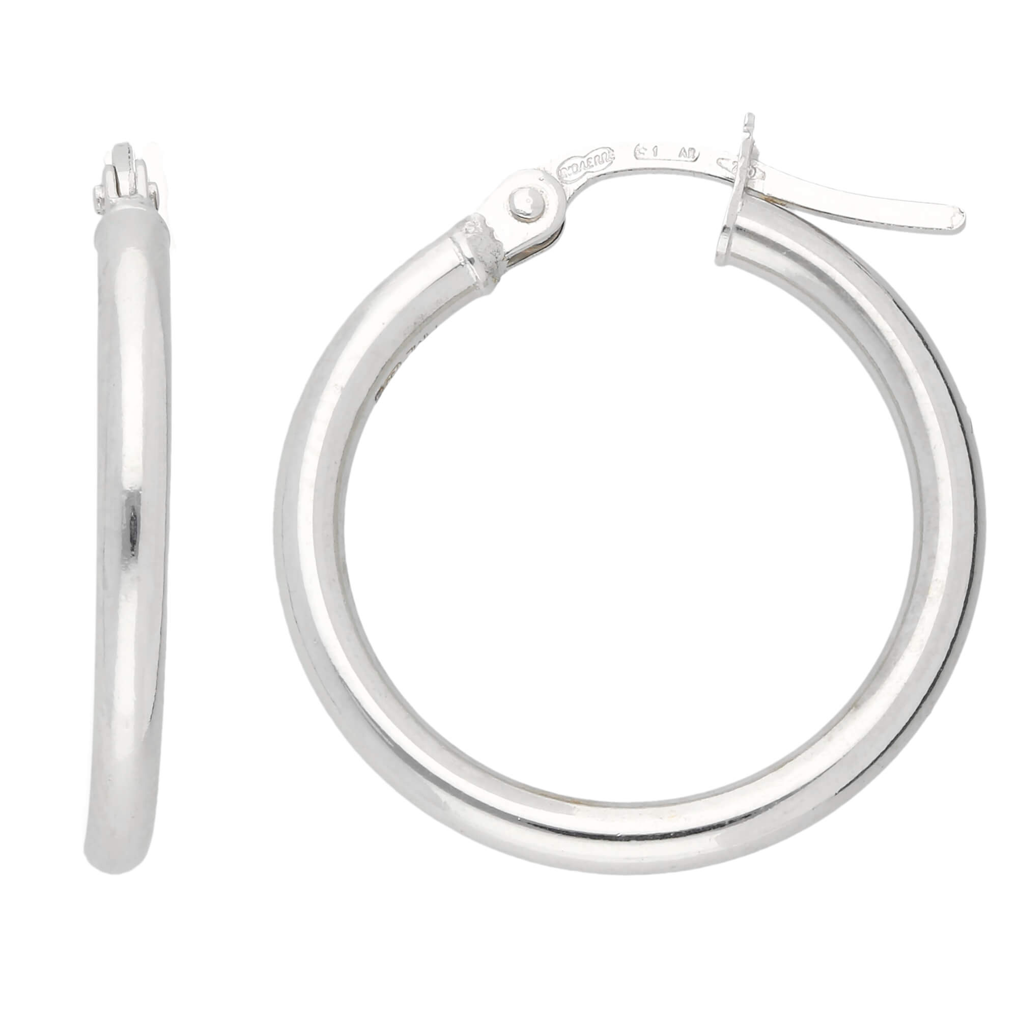 18ct White Gold 18mm Hoop Earrings | Buy Online | Free Insured UK Delivery